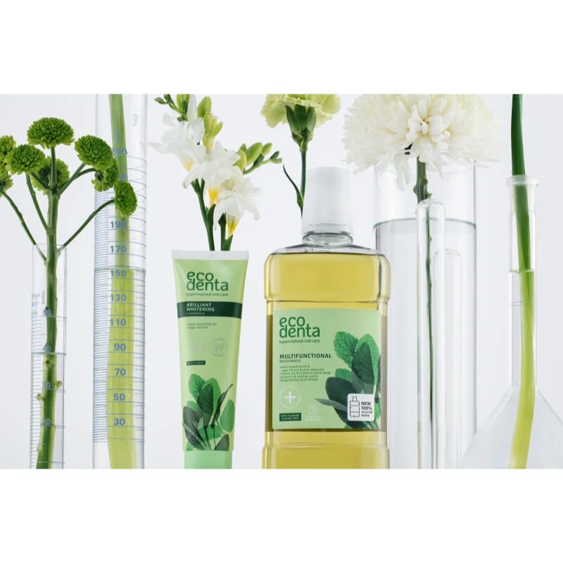 Ecodenta Green Brilliant Whitening избелваща паста за зъби с флуорид за свеж дъх Mint Oil + Sage Extract 100 мл.