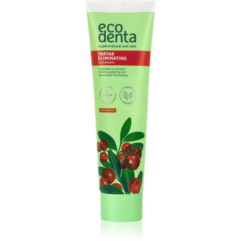 Ecodenta Green Tartar Eliminating освежаваща паста за зъби против зъбен камък с флуорид вкус Cranberry 100 мл.