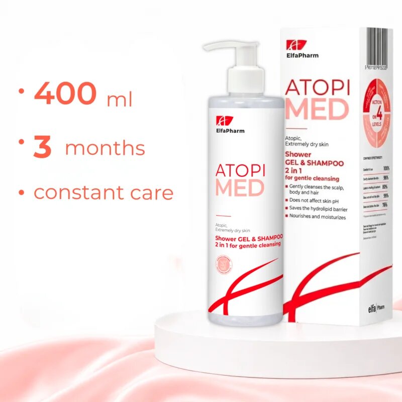 Elfa Pharm Intensive Cosmetic Atopi Med шампоан и душ гел 2 в 1 за суха към атопична кожа 400 мл.