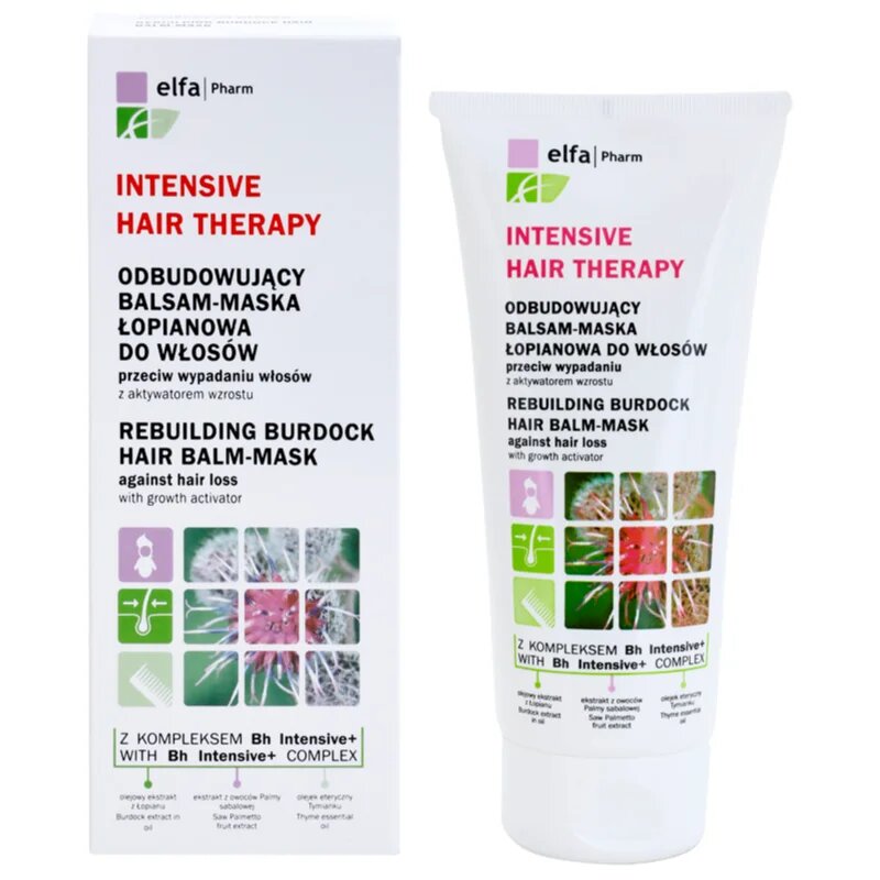 Elfa Pharm Intensive Cosmetic Intensive Hair Therapy Rebuilding Burdock Hair Balm-Mask балсам против косопад с активатор за растеж 200 мл.