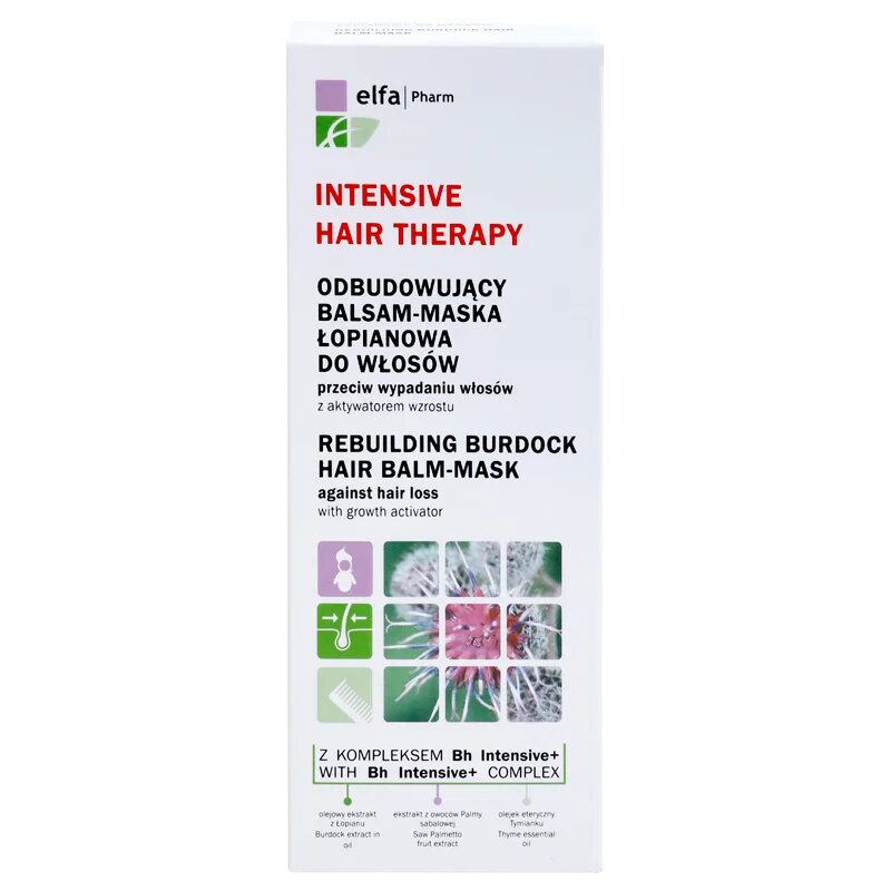 Elfa Pharm Intensive Cosmetic Intensive Hair Therapy Rebuilding Burdock Hair Balm-Mask балсам против косопад с активатор за растеж 200 мл.