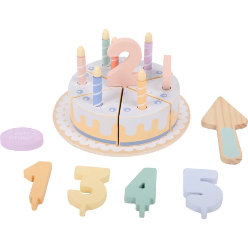 eliNeli Birthday Cake играчка от дърво за деца 18m+ 21 бр.
