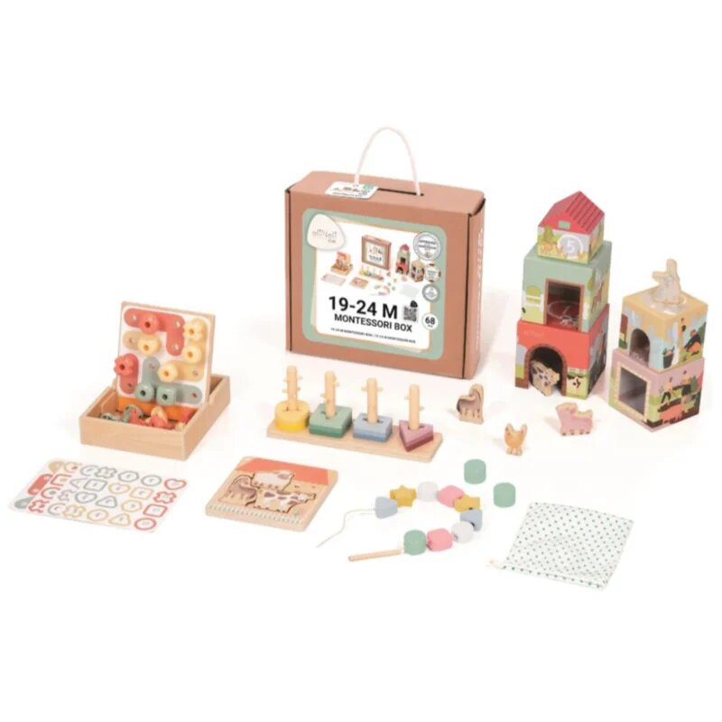 eliNeli Montessori Box 19-24 m комплект играчки от дърво