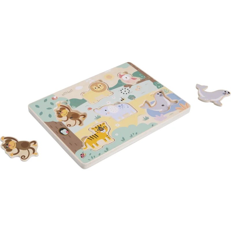 eliNeli Sound Puzzle Animals играчка сортер от дърво 18m+ 7 бр.
