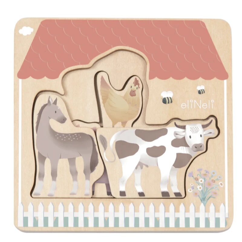 eliNeli Wooden Puzzle Farm пъзел от дърво 12m+ 7 бр.