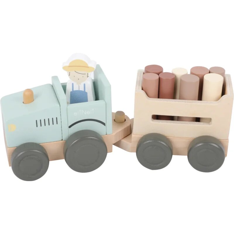 eliNeli Wooden Tractor Farm играчка от дърво за деца 18m+ 10 бр.