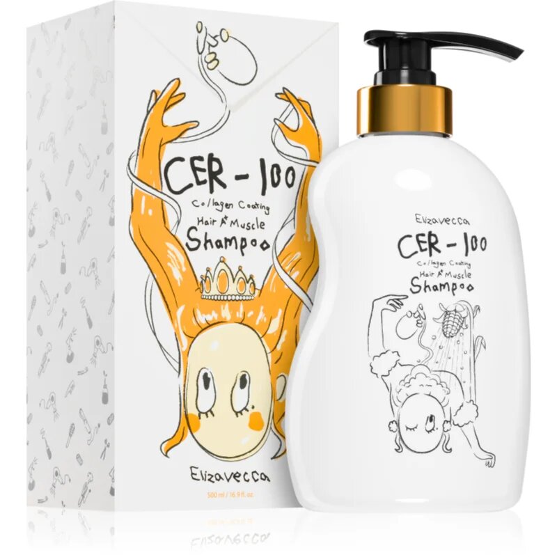 Elizavecca Cer-100 Collagen Coating Hair Muscle Shampoo дълбоко почистващ шампоан с колаген 500 мл.