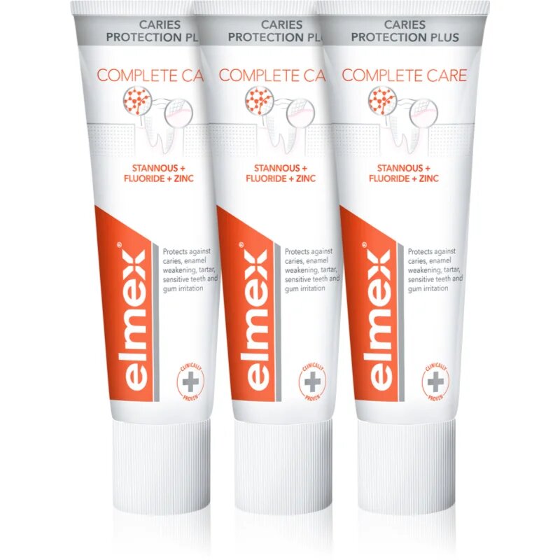Elmex Caries Protection Complete Care освежаваща паста за зъби за цялостна защита на зъбите 3x75 мл.