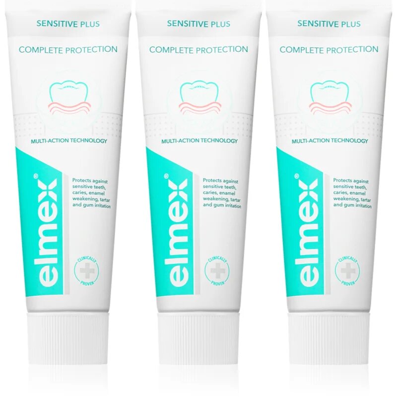 Elmex Sensitive Plus Complete Protection подсилваща паста за зъби 3x75 мл.