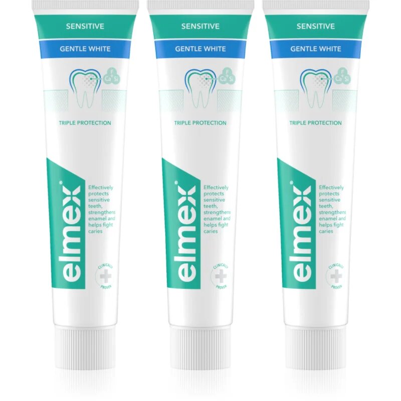 Elmex Sensitive Protection Gentle White паста за естествено бели зъби 3x75 мл.