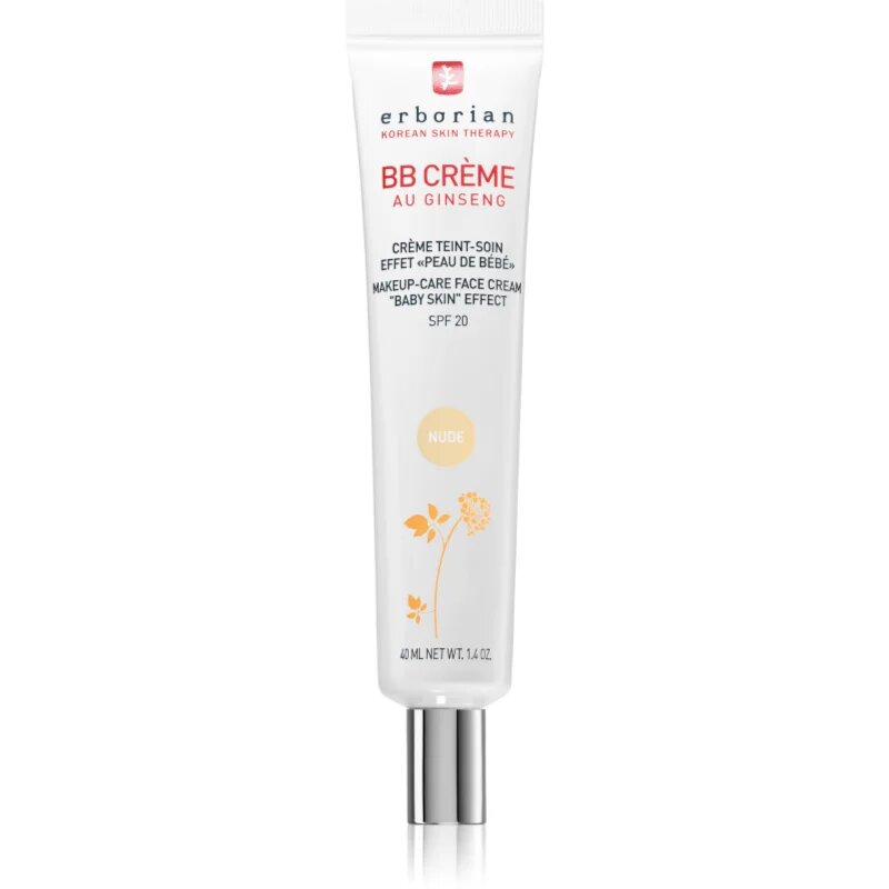 Erborian BB Cream тониращ крем за съвършен вид на кожата на лицето SPF 20 големи опаковки цвят Nude 40 мл.