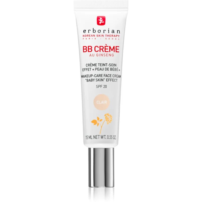 Erborian BB Cream тониращ крем за съвършен вид на кожата на лицето SPF 20 малка опаковка цвят Clair 15 мл.