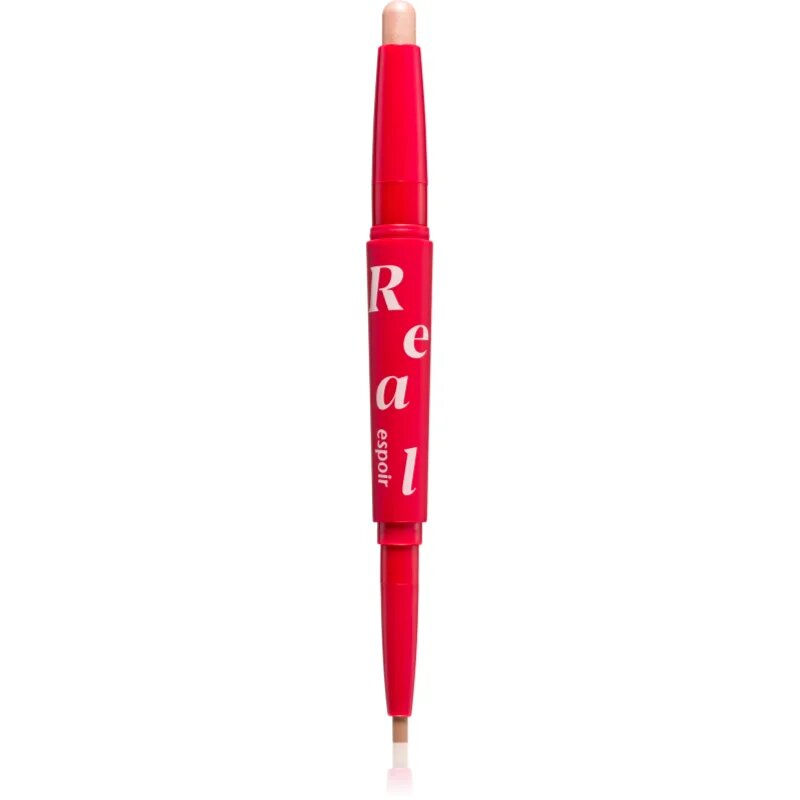 espoir Real Eye Dual Stick дълготрайни сенки за очи в молив с избелител цвят 02 Peach Beam 0.5 гр.