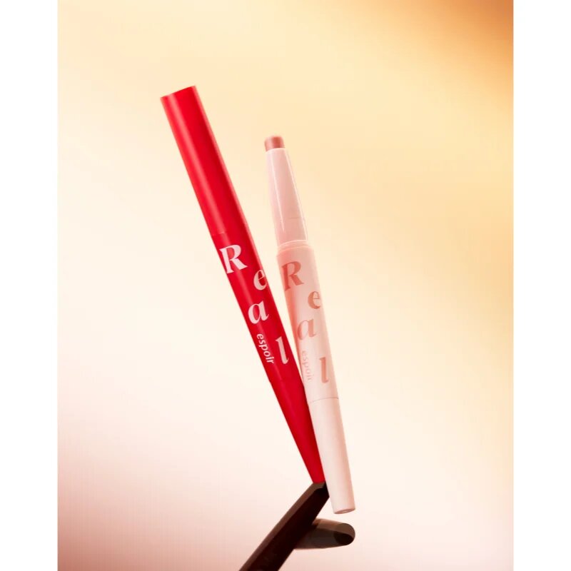 espoir Real Eye Dual Stick дълготрайни сенки за очи в молив с избелител цвят 02 Peach Beam 0.5 гр.