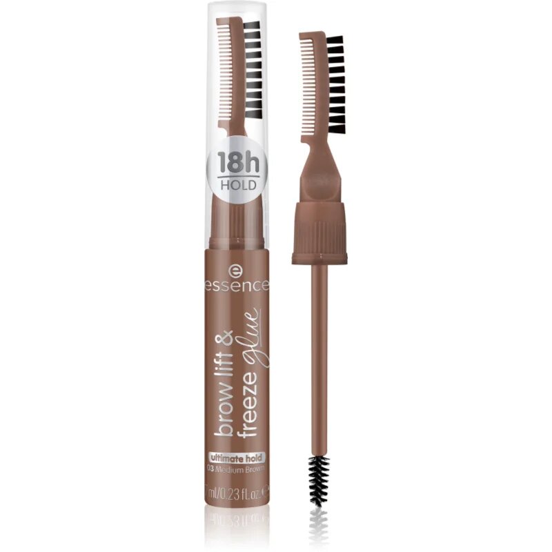 Essence Brow Lift & Freeze транспарентен гел за вежди цвят 03 Medium Brown 7 мл.