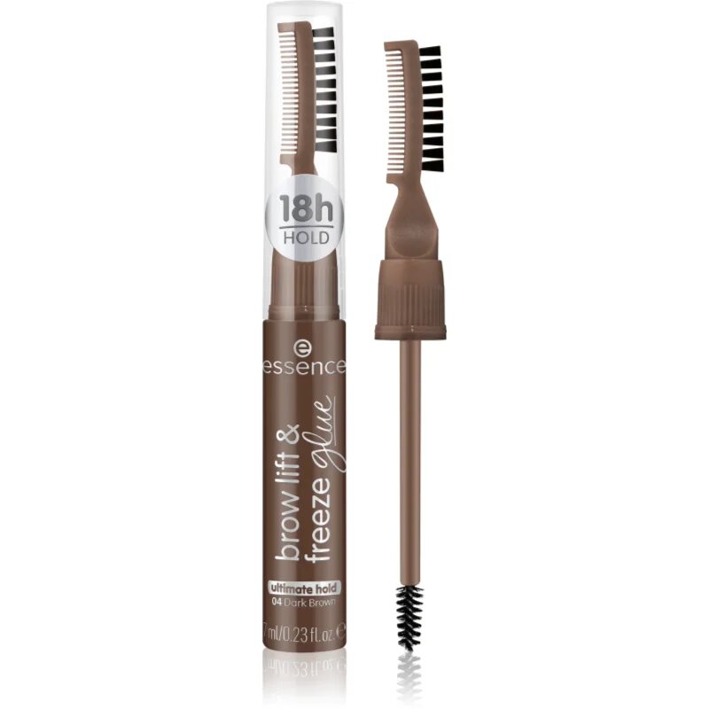 Essence Brow Lift & Freeze транспарентен гел за вежди цвят 04 Dark Brown 7 мл.