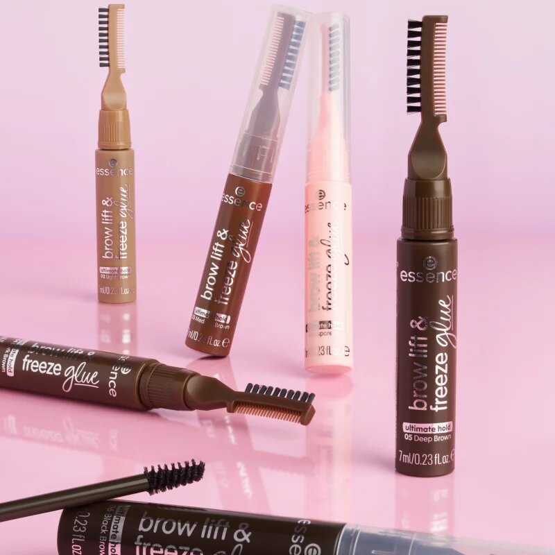 Essence Brow Lift & Freeze транспарентен гел за вежди цвят 04 Dark Brown 7 мл.