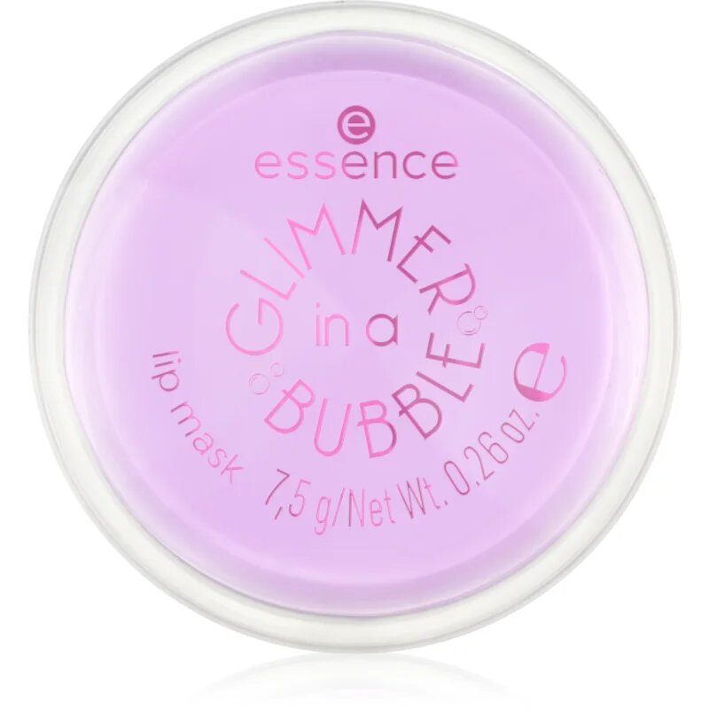 Essence GLIMMER IN A BUBBLE хидратираща маска за устни с блясък цвят 01 Kiss In A Bubble 7.5 гр.