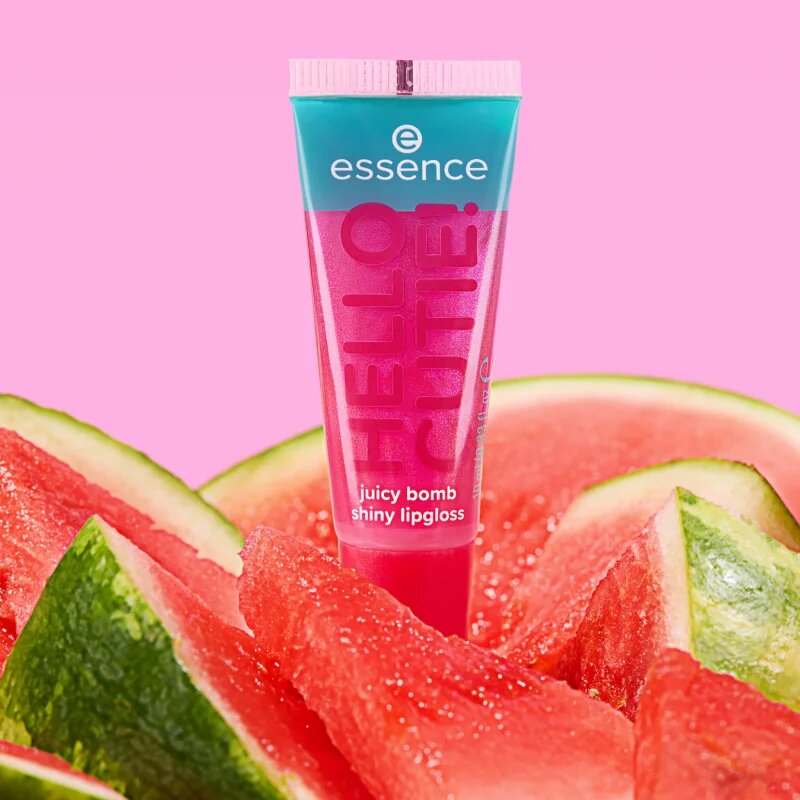Essence Say It With Juicy Hello Cutie! блясък за устни с блестящи частици цвят 02 Witty Watermelon 10 мл.