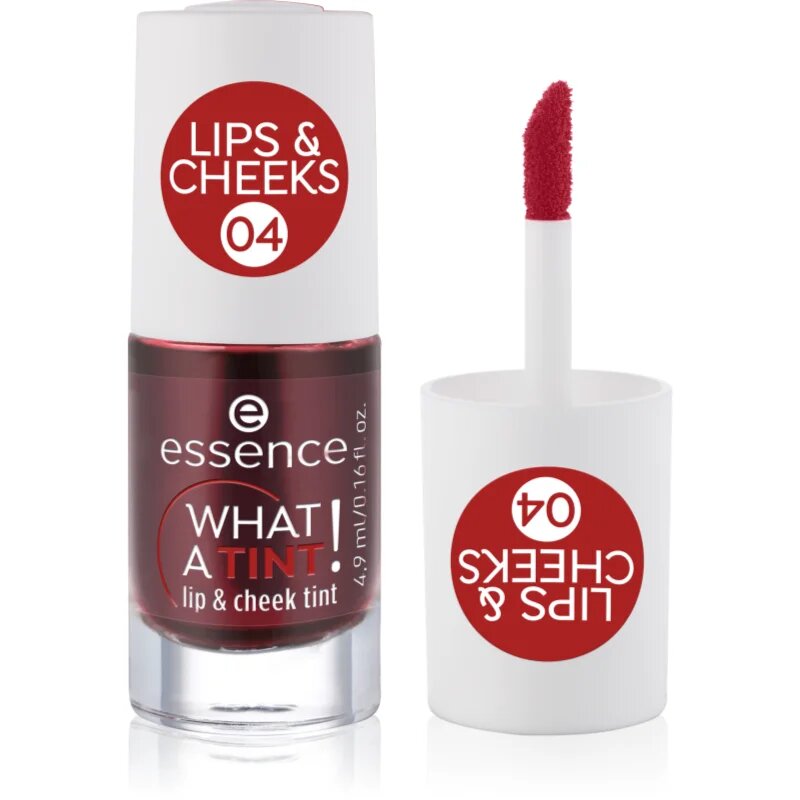 Essence WHAT A TINT! течен руж и блясък за устни цвят 04 Strawberry Rush 4.9 мл.