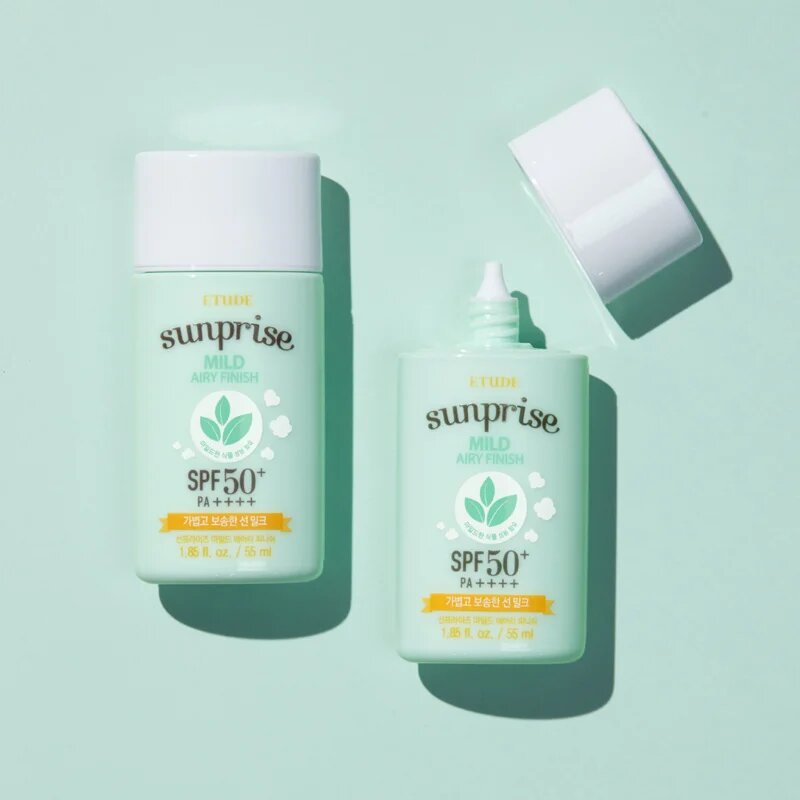 ETUDE Sunprise Mild Airy Finish минерален защитен флуид за лице SPF 50+ 55 мл.