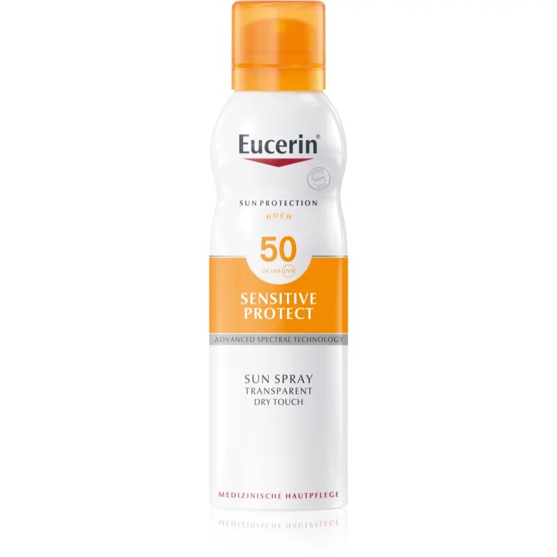 Eucerin Sun Sensitive Protect транспарентен слънцезащитен спрей за чувствителна кожа SPF 50+ 200 мл.