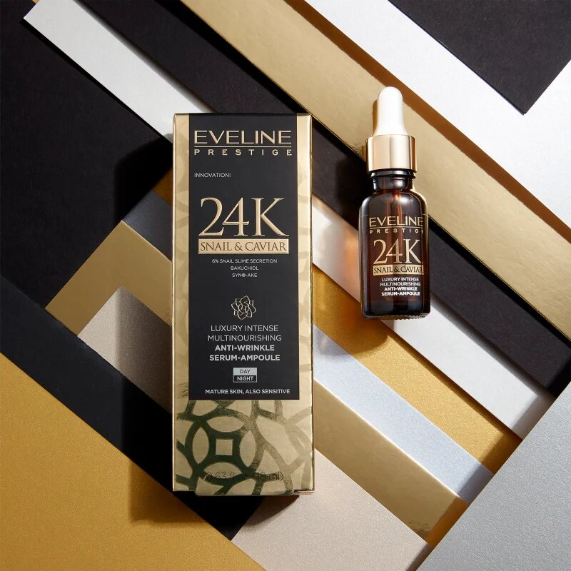 Eveline Cosmetics 24K Snail & Caviar серум против бръчки с екстракт от охлюв 18 мл.