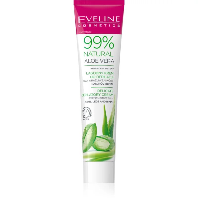 Eveline Cosmetics 99% Natural Aloe Vera успокояващ епилационен крем бикини линия и подмишници 125 мл.