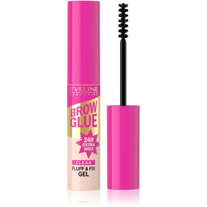 Eveline Cosmetics Brow Glue Fluff & Fix Gel дълготраен гел за вежди цвят Transparent 6 мл.