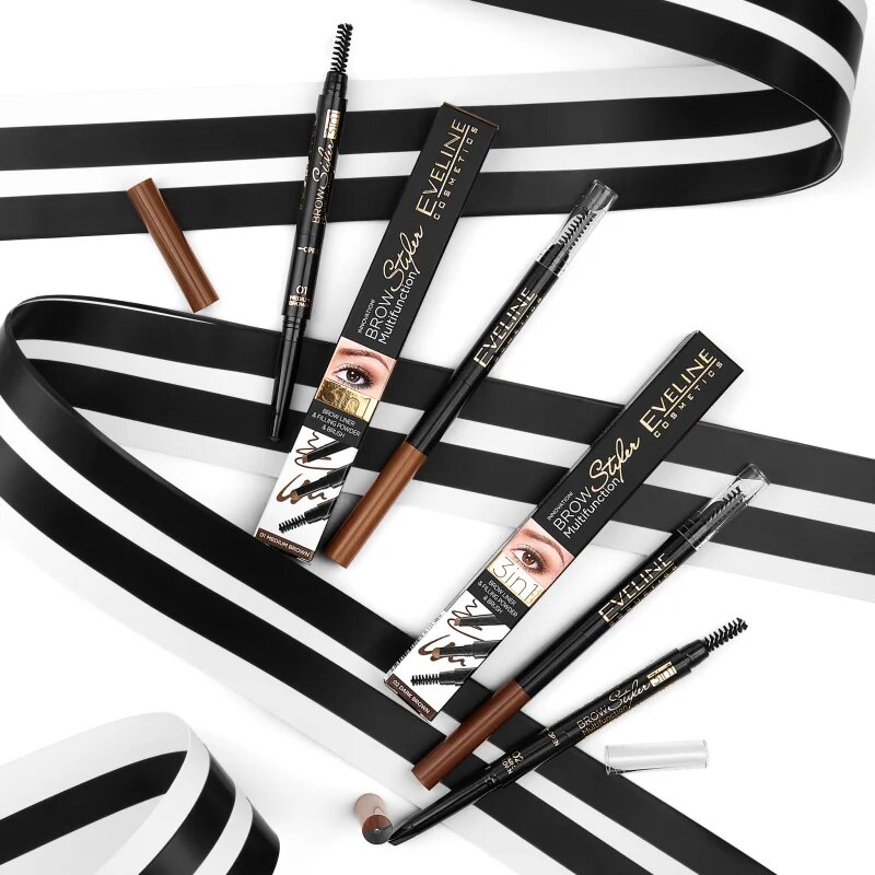 Eveline Cosmetics Brow Styler прецизен молив за вежди 3 в 1 цвят 02 Dark Brown 12 гр.
