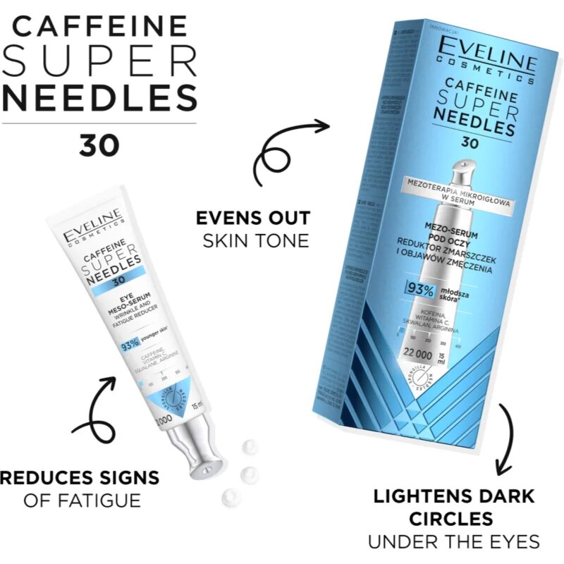 Eveline Cosmetics Caffeine Super Needles 30 серум за околоочната зона против бръчки 15 мл.