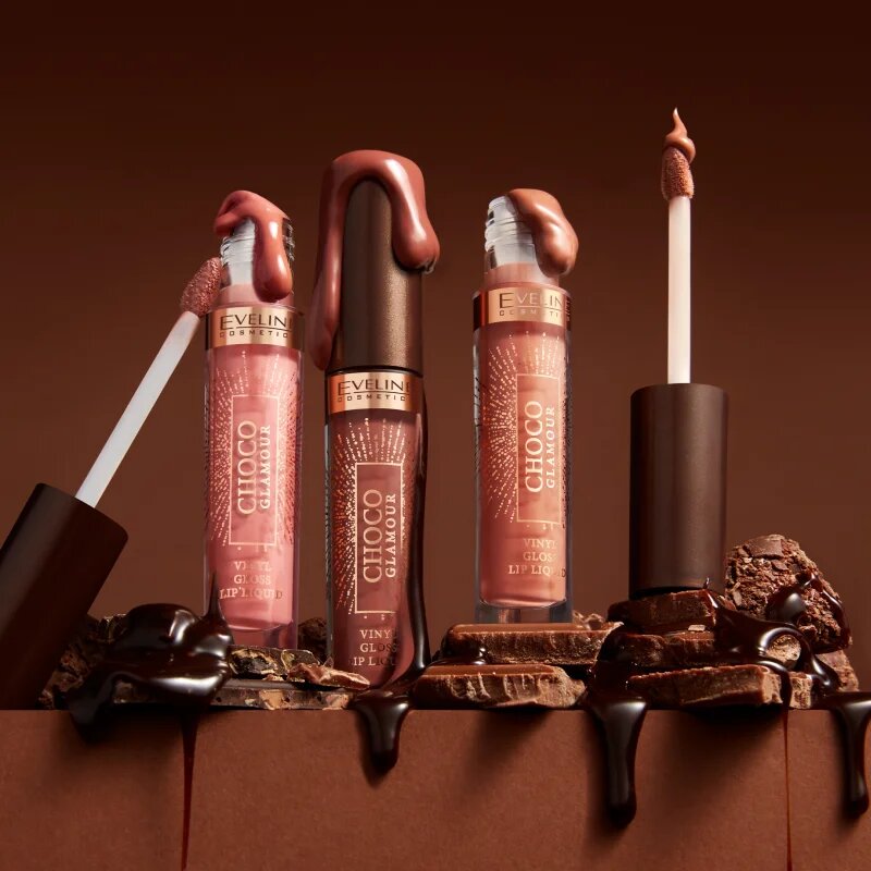 Eveline Cosmetics Choco Glamour хидратиращ гланц за устни цвят 01 Ruby Chocolate 45 мл.