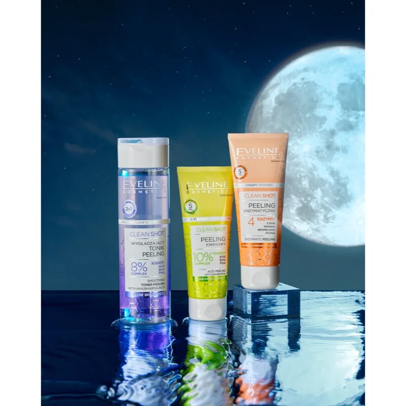 Eveline Cosmetics Clean Shot 10% Complex of AHA BHA and PHA фин пилинг против несъвършенства на кожата 75 мл.