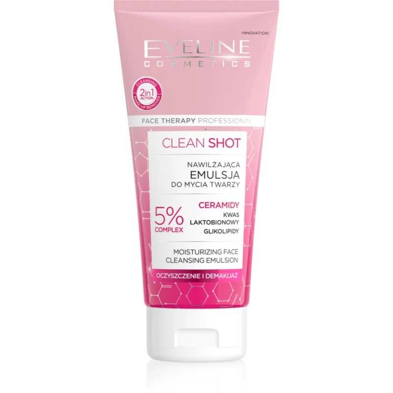 Eveline Cosmetics Clean Shot 5% Ceramidy Complex интензивно хидратираща измиваща емулсия 150 мл.
