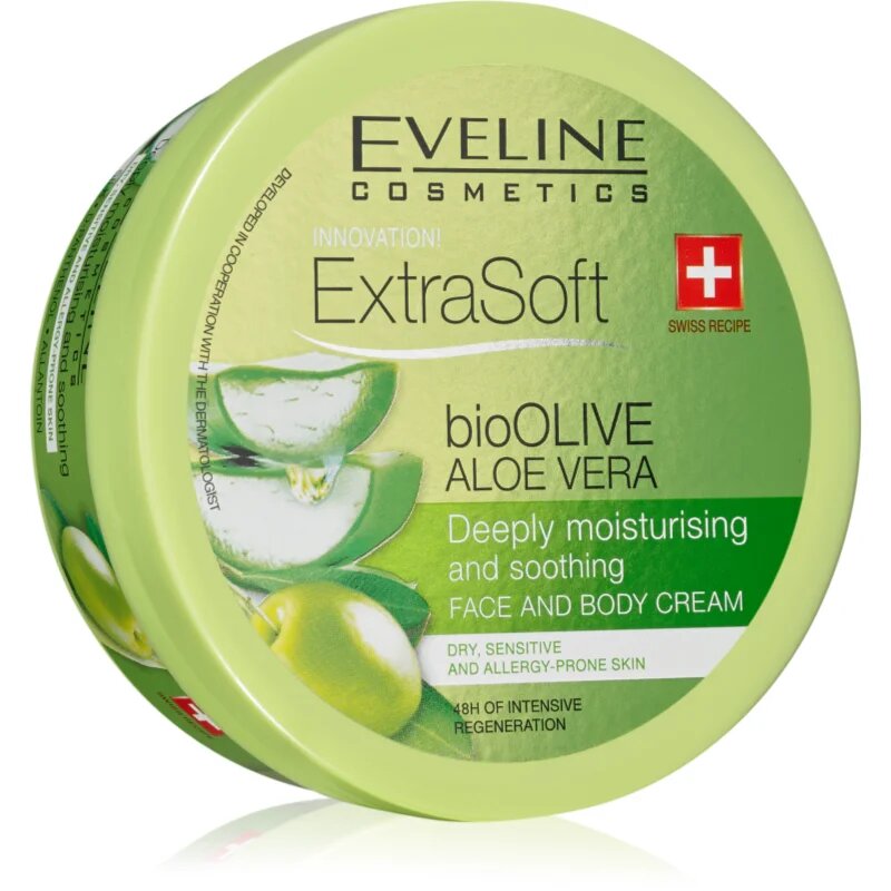 Eveline Cosmetics Extra Soft хидратиращ и успокояващ крем за чувствителна кожа Bio Olive & Aloe Vera 175 мл.