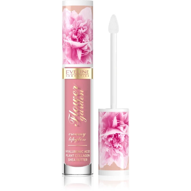 Eveline Cosmetics Flower Garden кремообразен гланц за устни с хиалуронова киселина цвят 01 Delicate Rose 4.5 мл.