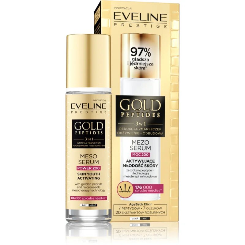 Eveline Cosmetics Gold Peptides 3 in 1 активиращ серум за младежки вид 30 мл.
