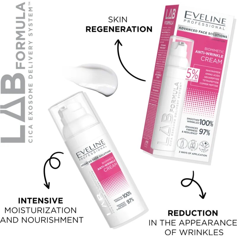 Eveline Cosmetics LAB Formula 5% Solution успокояващ биометричен крем против бръчки 50 мл.