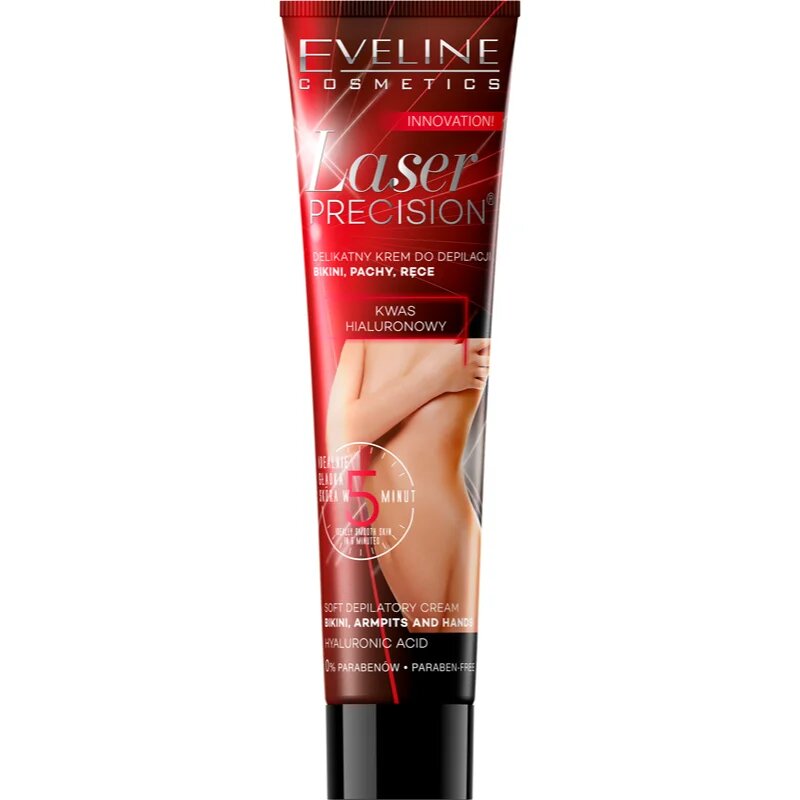 Eveline Cosmetics Laser Precision депилиращ крем за ръце подмишници и бикини зоната за суха и чувствителна кожа 125 мл.