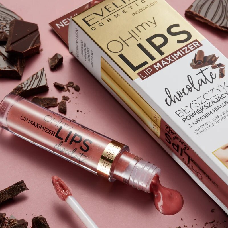 Eveline Cosmetics OH! my LIPS Lip Maximizer блясък за устни с пчелна отрова цвят Chocolate 4.5 мл.
