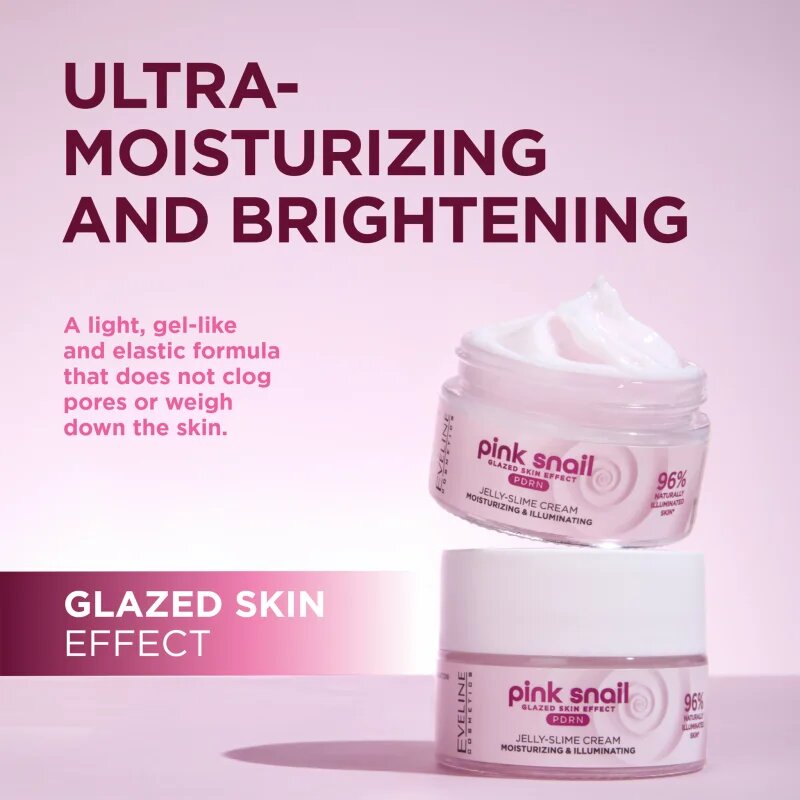 Eveline Cosmetics Pink Snail Glazed Skin Effect озаряващ крем 50 мл.