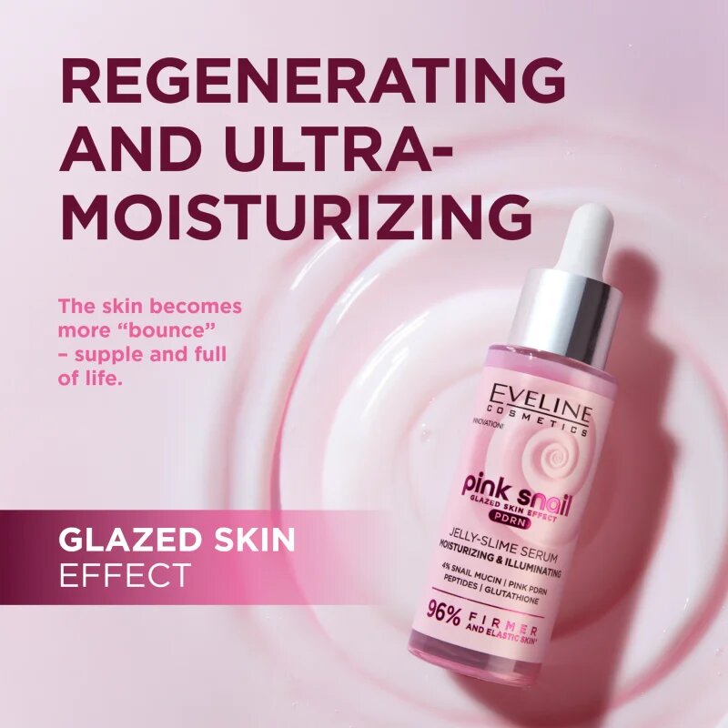 Eveline Cosmetics Pink Snail Glazed Skin Effect озаряващ серум за лице 30 мл.