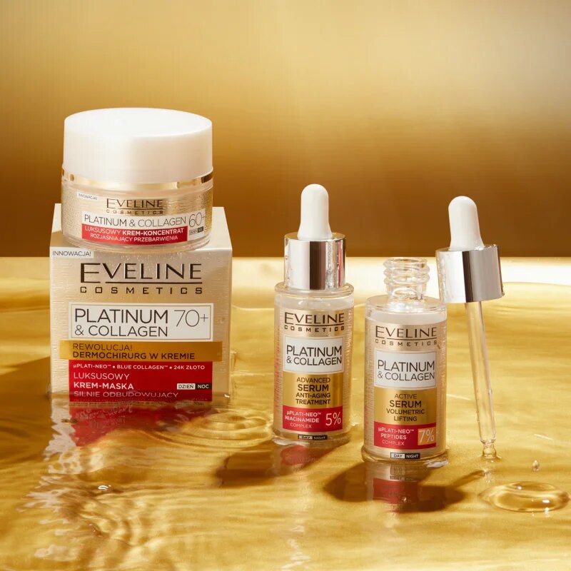 Eveline Cosmetics Platinum & Collagen Advanced Facial Serum Anti-Aging Treatment серум против бръчки с колаген 30 мл.