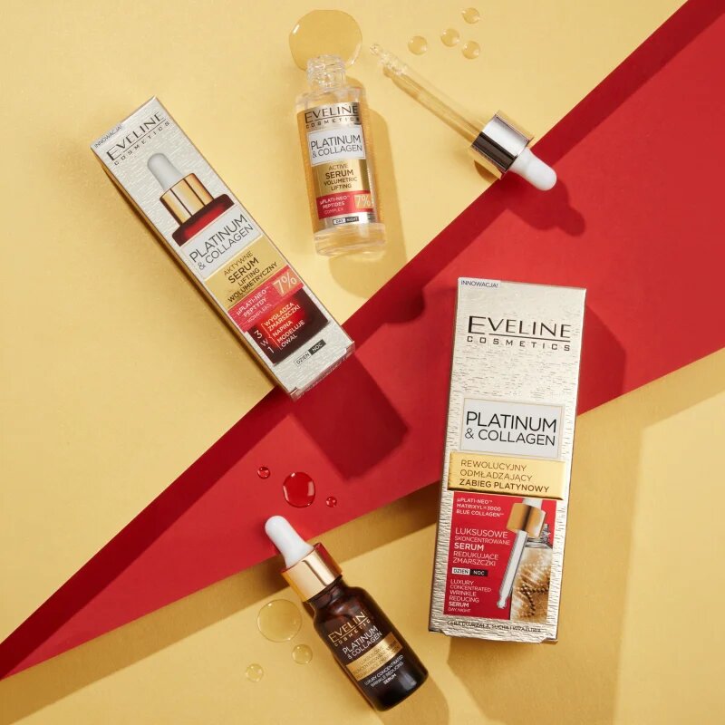 Eveline Cosmetics Platinum & Collagen Advanced Facial Serum Anti-Aging Treatment серум против бръчки с колаген 30 мл.