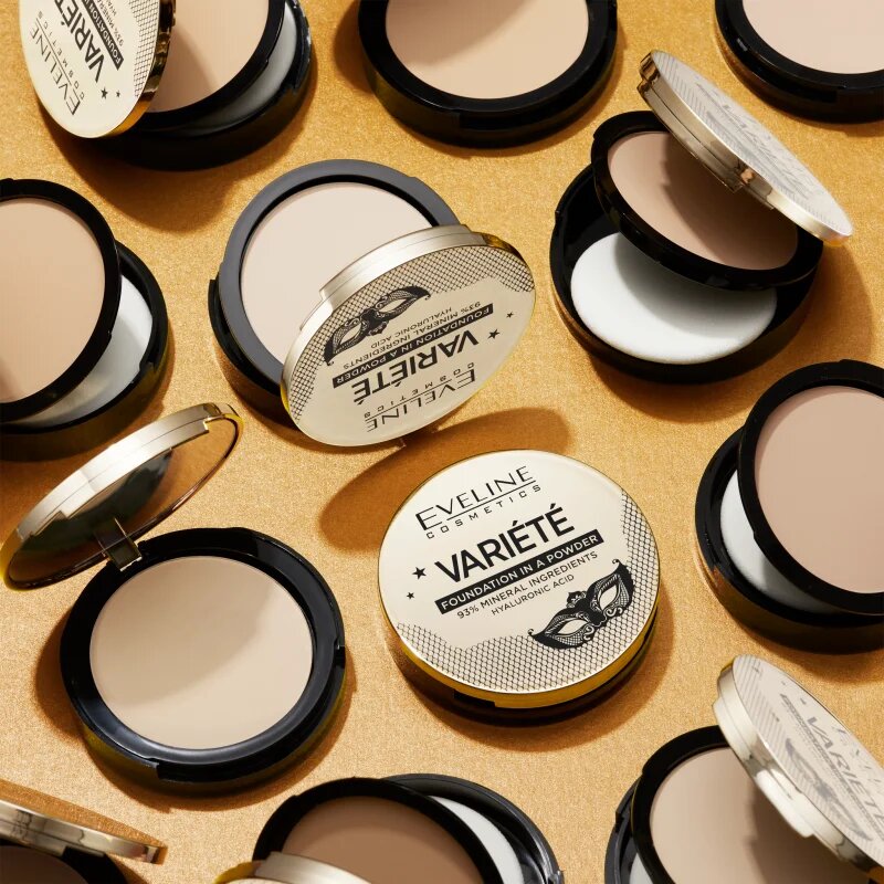 Eveline Cosmetics Variété минерална компактна пудра с апликатор цвят 01 Light 8 гр.