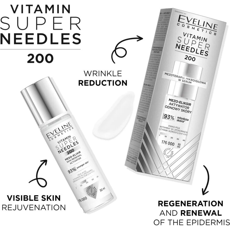 Eveline Cosmetics Vitamin Super Needles 200 активатор за подновяване на кожните клетки 30 мл.