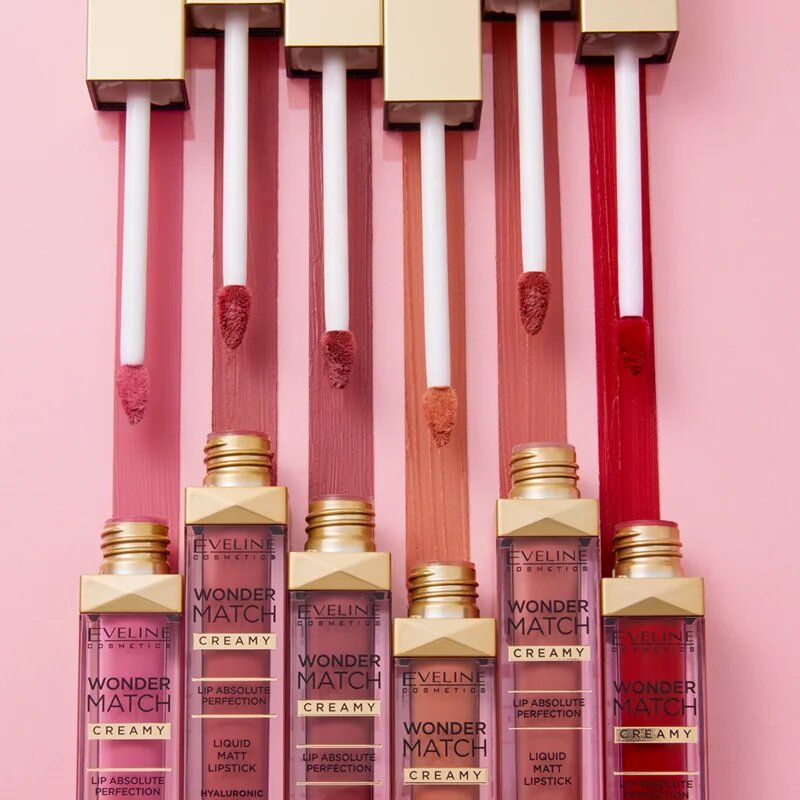 Eveline Cosmetics Wonder Match дълготрайно матово течно червило с хиалуронова киселина цвят 01 Angel Rose 6.8 мл.