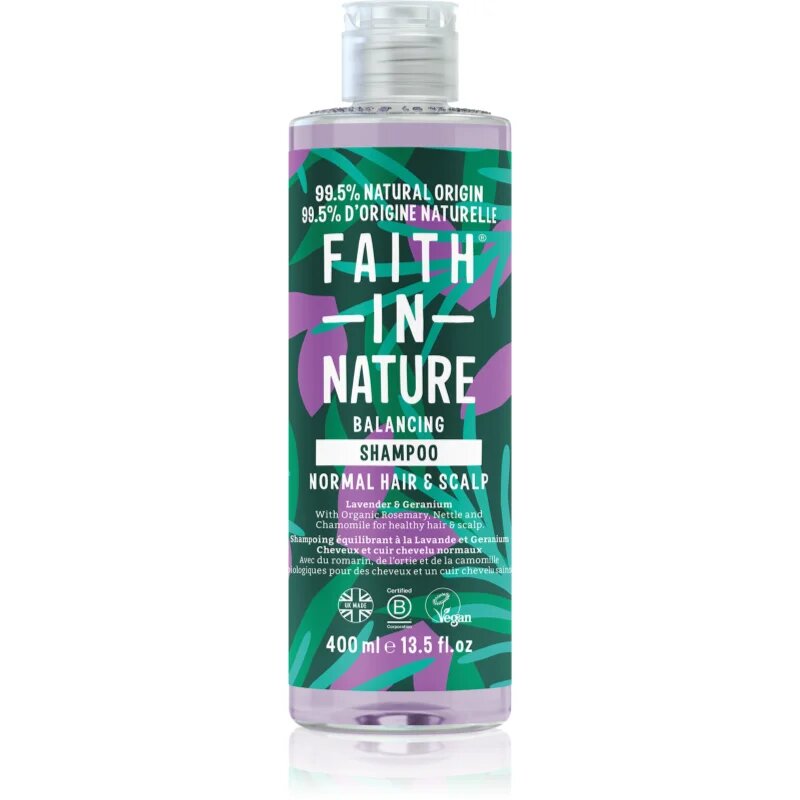 Faith In Nature Lavender & Geranium натурален шампоан за нормална към суха коса 400 мл.