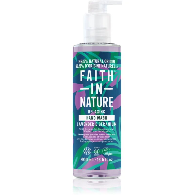 Faith In Nature Lavender & Geranium натурален течен сапун за ръце с екстракт от лавандула 400 мл.