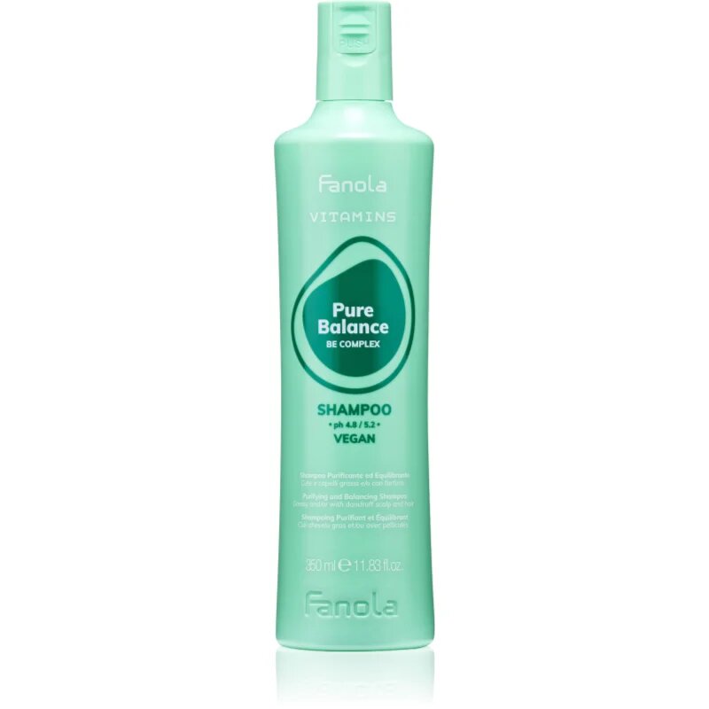 Fanola Vitamins Pure Balance Shampoo почистващ шампоан против мазен пърхот 350 мл.